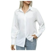 white long sleeve dress shirt walmart Sumtumn Men's Dress Shirts White Long Sleeve Formal Shirt Business Solid Casual Button Down Shirts M, Size: Medium
