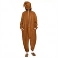 thumbnail image 1 of Moxiu Womens Halloween Pajama Jumpsuit Onesie Half Zip One-piece Romper Funny Halloween Cosplay Costume for Autumn Winter 2025 Brown,S, 1 of 9