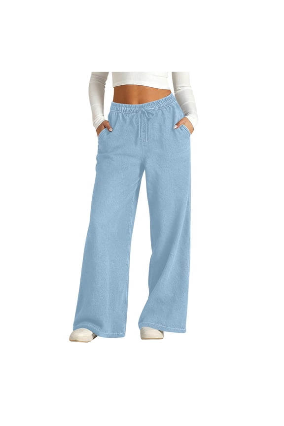 Womens High Waisted Jeans Wide Leg Stretchy Denim-Like Pants with Pockets Elastic Waist Light Blue,XXXL