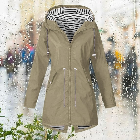 Moxiu Womens Lightweight Raincoat Plus Size Waterproof with Hood Packable Long Hooded Trench Coats Windbreaker Travel Jacket 2025 Gray,L