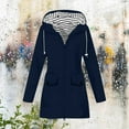 thumbnail image 1 of Moxiu Womens Lightweight Raincoat Waterproof Hiking Long Rain Jacket Travel Long Sleeve Striped Hooded Trench Coat 2025 Dark Blue,S, 1 of 5