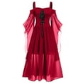 thumbnail image 1 of Moxiu Women's Gothic Renaissance Dress Plus Size Lace Up Cold Shoulder Steampunk Camisole Butterfly Sleeve Halloween Dresses, 1 of 4
