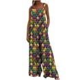 thumbnail image 1 of Moxiu Womens Mardi Gras Jumpsuits Holiday Jumpsuits Dressy Casual Carnival Graphic Overalls Loose Wide Leg Rompers with Pockets 2025 Multicolor,M, 1 of 7
