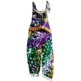 thumbnail image 1 of Moxiu Womens Mardi Gras Rompers Sparkly Sequin Glitter Sleeveless Wide Leg Pants Jumpsuits Carnival Party Bib Overalls 2025 Purple,XXXXL, 1 of 5