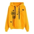 thumbnail image 1 of Moxiu Womens Oversized Graphic Hoodies Casual Long Sleeve Dandelion Print Pullover Comfort Pocket Drawstring Hooded Sweatshirt 2025 Yellow,XL, 1 of 3