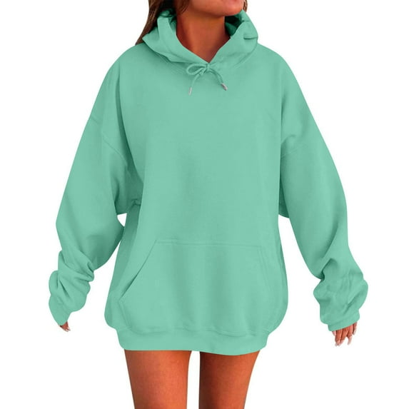 Moxiu Womens Oversized Hoodie Plain Drawstring Sweatshirts Fleece Hooded Pullover Loose Fit Casual Solid Color Hoodie 2025 Mint Green,XL