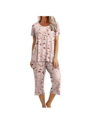 Women's Two Piece Lounge Set Long Sleeve Ribbed Knit Crop Top and Wide Leg  Pants Casual Loose Pajamas Sets Sweatsuit