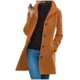 thumbnail image 1 of Moxiu Womens Pea Coats Winter Winter Long Pea Coats Wool Blend Stand Collar Single Breasted Jackets Casual Peacoat Overcoats Orange,L, 1 of 7