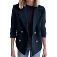 thumbnail image 1 of Moxiu Womens Peacoat Trench Stand Collar Open Front Cardigan Coat Mid Long Work Office Blazer Jacket Outwear with Pockets Navy,XXXL, 1 of 6