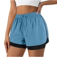 thumbnail image 1 of Moxiu Womens Running Shorts with Biker Liner Quick Dry Athletic Gym Shorts High Waisted Workout Yoga Pants with Pockets Light Blue,XXL, 1 of 8