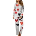 thumbnail image 1 of Moxiu Womens Satin Valentine's Day Pajamas Long Sleeve Love Heart Print Satin PJ Sets Button-Down Pajama Sleepwear Loungewear 2025 Gray,XL, 1 of 6