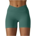 thumbnail image 1 of Moxiu Womens Seamless Yoga Shorts Soft High Waist Stretch Workout Shorts Tummy Control Biker Fitness Running Athletic Tight Shorts 2025 Green,XXL, 1 of 6