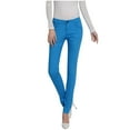 thumbnail image 1 of Moxiu Womens Stretch Jeans Straight Leg Skinny Slim Fit High Waisted-Rise Fitted Denim Pant Casual Distressed Office Work Trousers with Pockets Sky Blue,33, 1 of 3