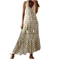 thumbnail image 1 of Moxiu Womens Summer Dresses Short Sleeve Boho Graphic Print Maxi Dresses Loose Casual Flowy Beach Sundresses 2025 Khaki,S, 1 of 5