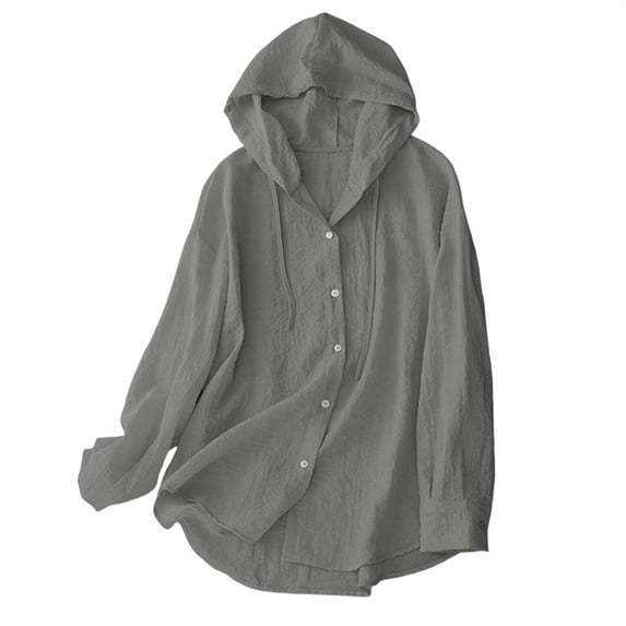 Moxiu Womens Sun Shirts UV Protection Hoodie 2026 Lightweight Button Long Sleeve Beach Hooded Tops Quick Dry Breathable Hoodies Gray,S