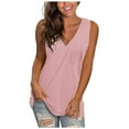 thumbnail image 1 of Moxiu Womens Tank Tops Summer V Neck T Shirts Dressy Casual Sleeveless Top Side Split Tanks Tops for Leggings Shirt Loose Trendy Tunics Pink,S, 1 of 4