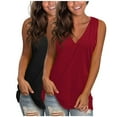 thumbnail image 1 of Moxiu Womens Tank Tops Summer V Neck T Shirts Dressy Casual Sleeveless Top Side Split Tanks Tops for Leggings Shirt Loose Trendy Tunics Wine,S, 1 of 5