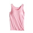 thumbnail image 1 of Moxiu Womens Tank Tops with Built in Bras 2025 Soft Sleeveless Tank Tops Solid Scoop Neck Shirts Basic Workout Top Undershirt Tee Pink,XXL, 1 of 4