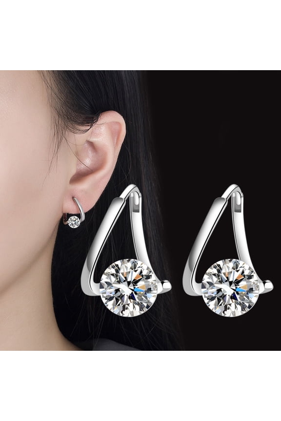 1 Pair Pendant Earrings Women Faux Crystal Hoop Earrings Irregular Hypoallergenic Electroplated Fashion Accessory for Daily Wear,Silver