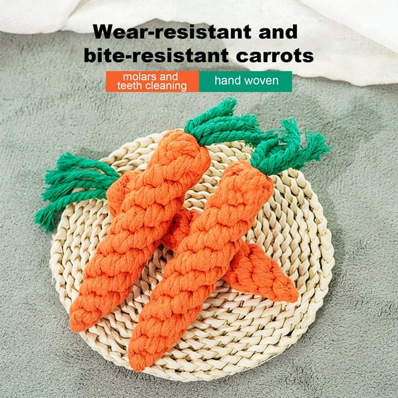 Moxufan Dog Toy Carrot Shape Cotton Rope Pet Chew Toy Bite-resistant Teeth Cleaning Dog Molar Toy Pet Supplies,Carrot Set