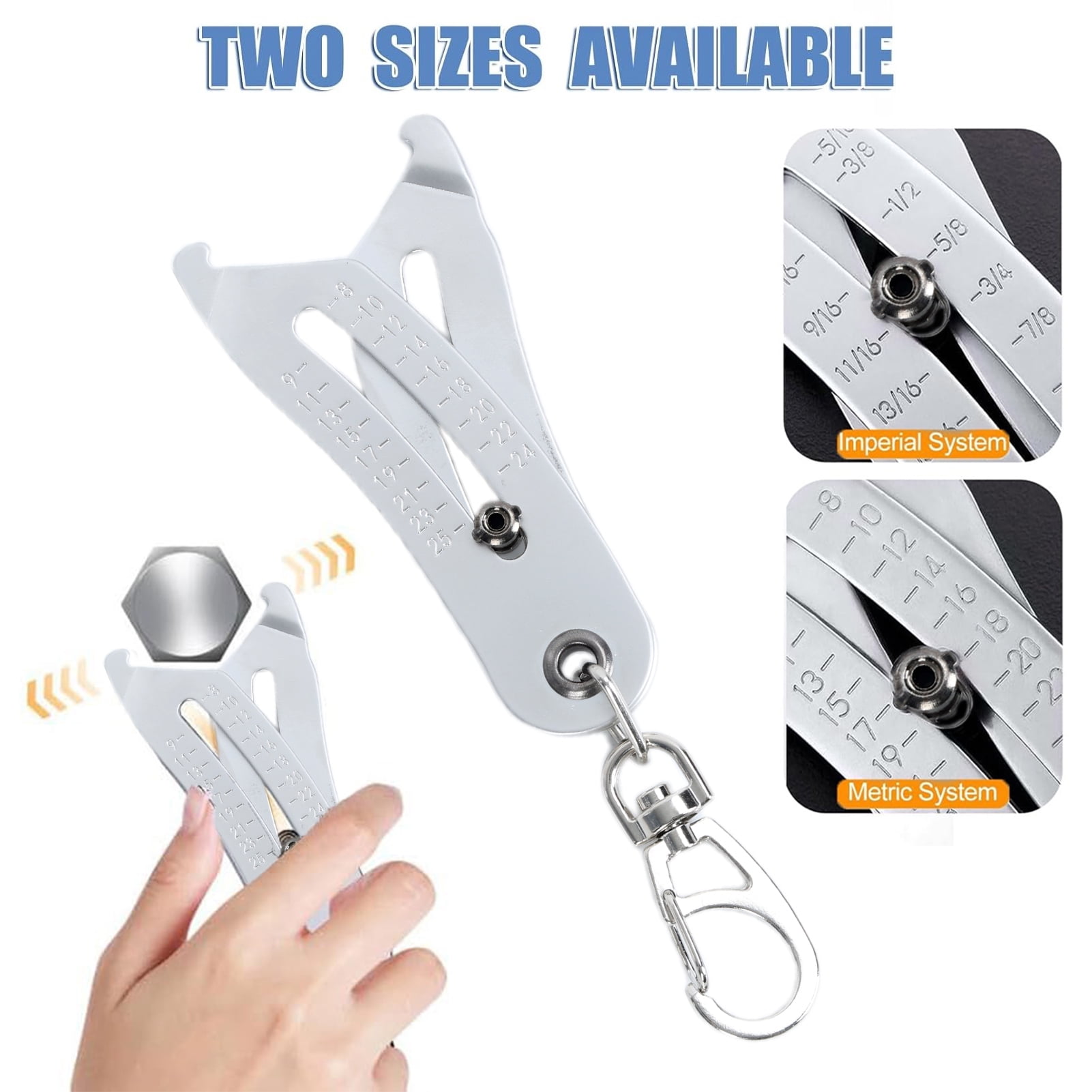 2PCS Portable Precise Thread Size Checker Keychain, Precise