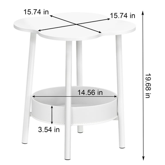 Moxufan Small Coffee Table,Flower Shaped Desktop Tea Table,Modern Style End Table,Living Room Center Minimalist Display Coffee Table with 2-Tier,White