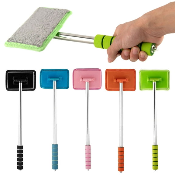 Moxufan Window Squeegee Cleaner Mop Long Handle Windshield Cleaning Tool Fish Tank Auto Inside Glass Wiper for Bathroom Kitchen Countertop Glass Walls Windows,Black