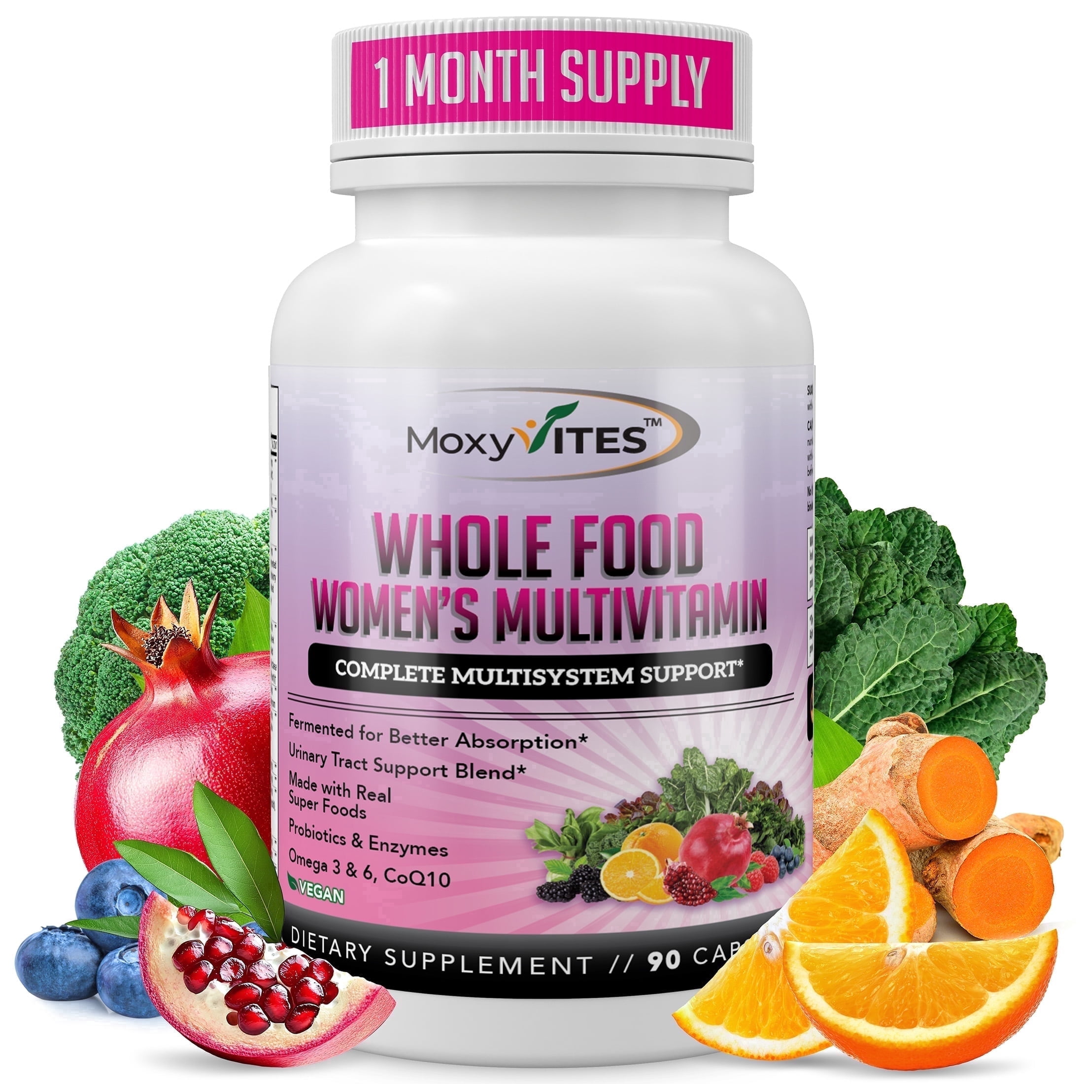 MoxyVites Women's Multivitamins, Methylated, with Iron, Whole Food, Probiotics, 44 Fermented Nutrients, Vegan, 90 Count