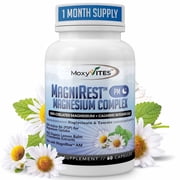 MoxyVites MagniRest Magnesium Bisglycinate Taurate with Vit B6, Sleep Aid, Anxiety Relief, Gluten-Free, Vegan, 60 Count