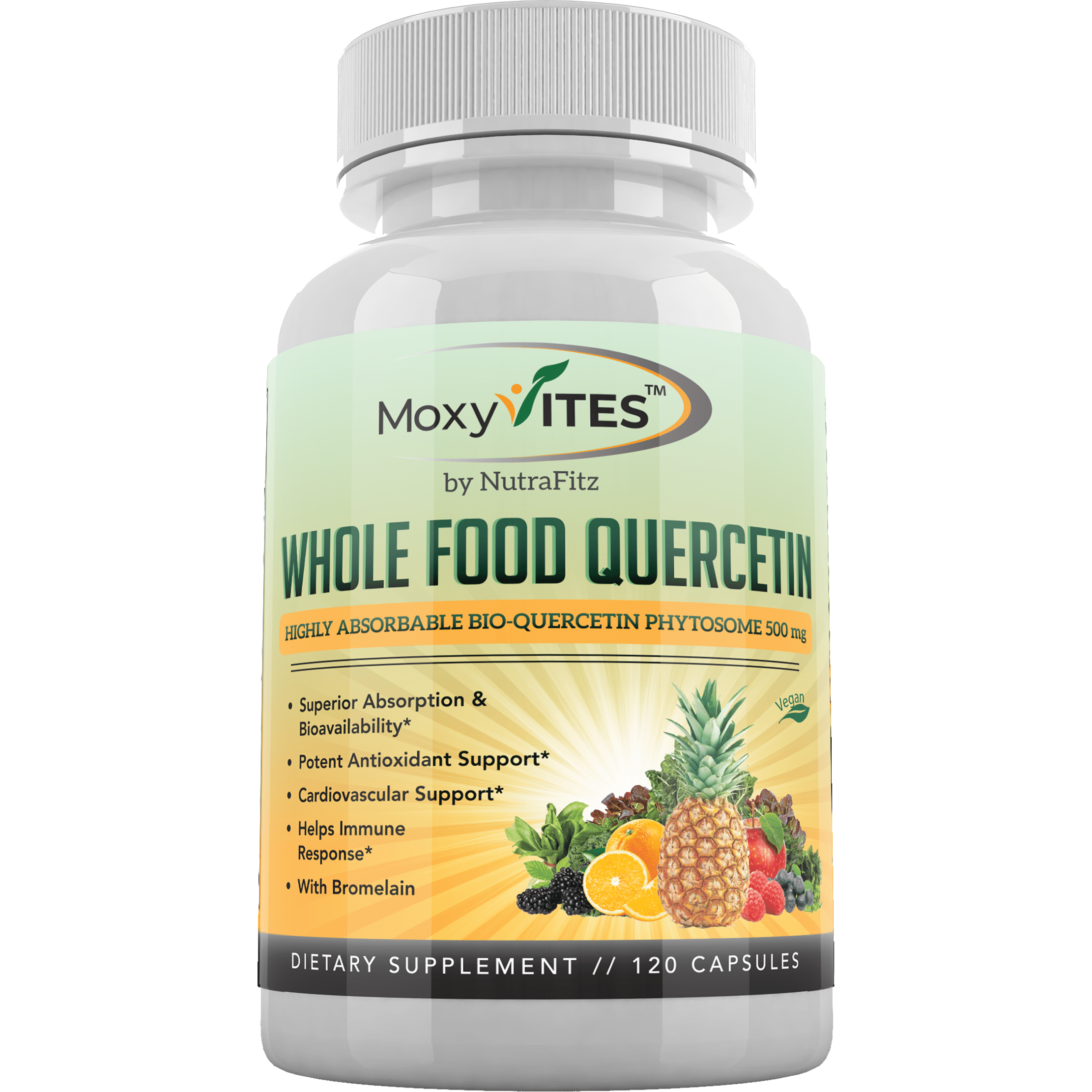 MoxyVites Quercetin 500mg with Bromelain Whole Food Supplement 20X