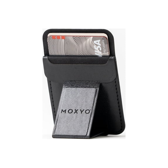 Moxyo Wallet Phone Grip Stand, Magnetic, Universal, Compatible, Vegan Leather