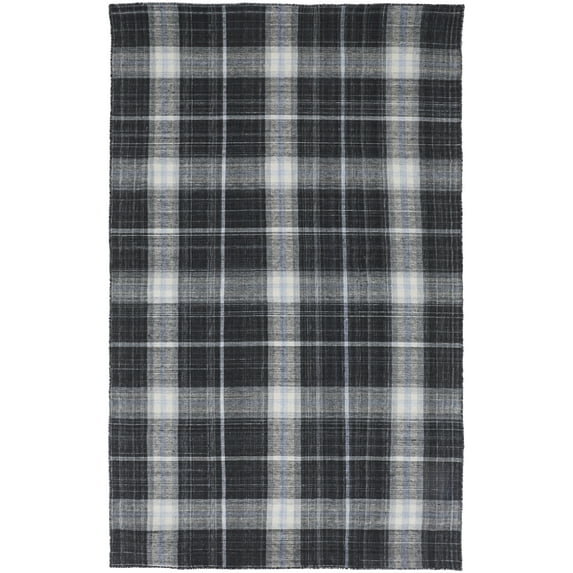 Moya Farmhouse Plaid, Handmade Rug, Blackand White, 4ft x 6ft Accent Rug