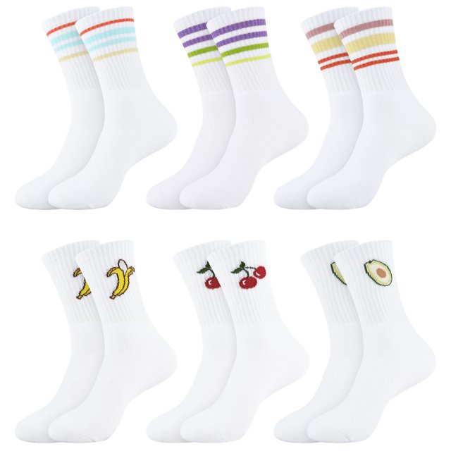 Moyel Womens Crew Socks Cotton Tennis Socks Athletic Socks for Women ...