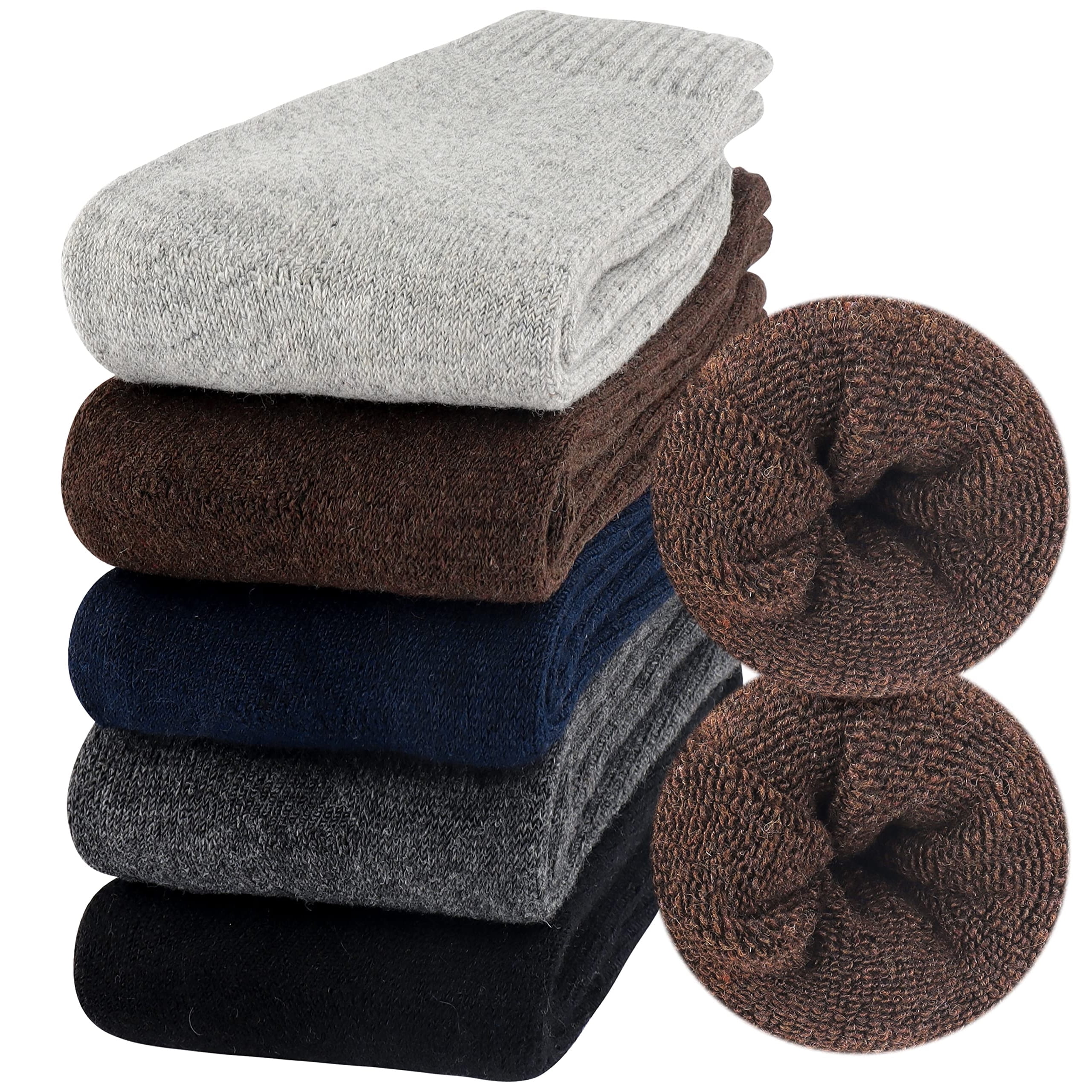 Moyel Wool Socks Mens Warm Socks 7-13 Winter Thermal Socks for Men Men ...