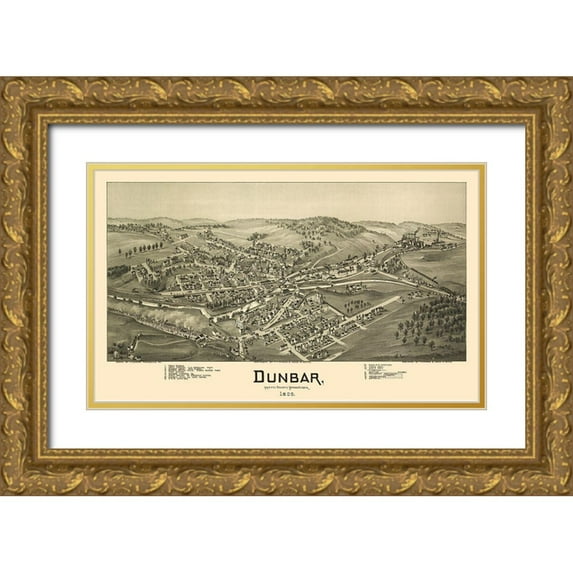 Moyer 24x16 Gold Ornate Wood Framed with Double Matting Museum Art Print Titled - Dunbar Pennsylvania - Moyer 1900