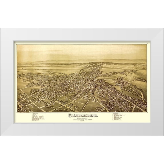 Moyer 24x16 White Modern Wood Framed Museum Art Print Titled - Chambersburg Pennsylvania - Moyer 1894
