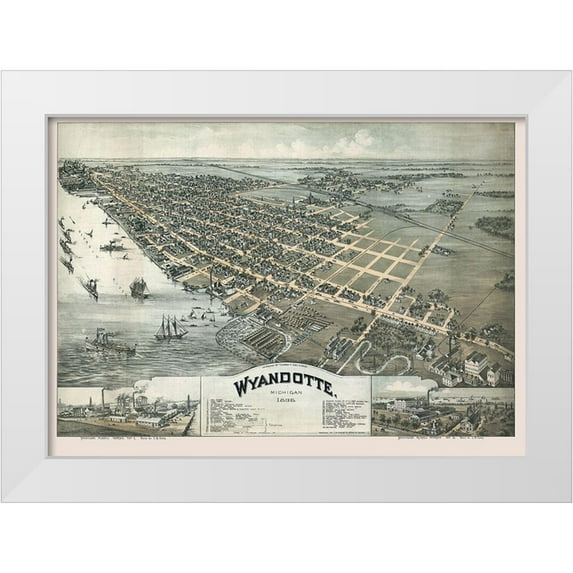 Moyer 32x24 White Modern Wood Framed Museum Art Print Titled - Wyandotte Michigan - Moyer 1896