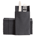 Moyes Home, Black PreFolded Pocket Napkins, LinenFeel Disposable