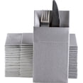 thumbnail image 1 of Moyes Home, Gray Pre-Folded Pocket Napkins, Linen-Feel Disposable Airlaid Napkins for Kitchen, Bathroom, Parties, Weddings, Dinners or Events , 8 x 4 Inches Folded Size, Pack of 50, 1 of 4