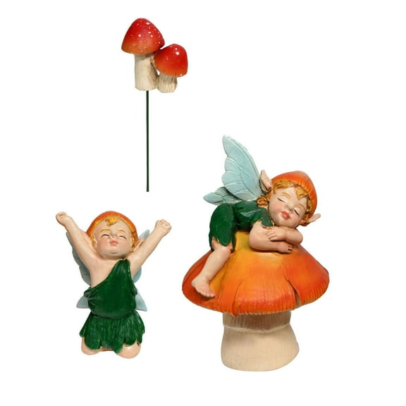 Moyitang 3Pcs Miniature Figurine, Elf Statue Gift Fairy, Garden Accessories Desk