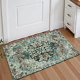 thumbnail image 1 of Moynesa 2'x3' Bohemian Area Rug, Small Boho Washable Bathroom Entryway Kitchen Rug,Floral Medallion Non Slip Pet Friendly Vintage Throw Carpet for Indoor Front Door Sink Living Room Bedroom, Teal, 1 of 10