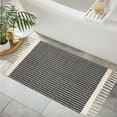 thumbnail image 1 of Moynesa 2'x3' Boho Bathroom Rugs Washable Rugs Small Front Door Mat Lightweight Kitchen Rug Woven Cotton Area Rug with Tassels Farmhouse Throw Rug Low Pile Carpet for Entry Laundry Room, Black, 1 of 10