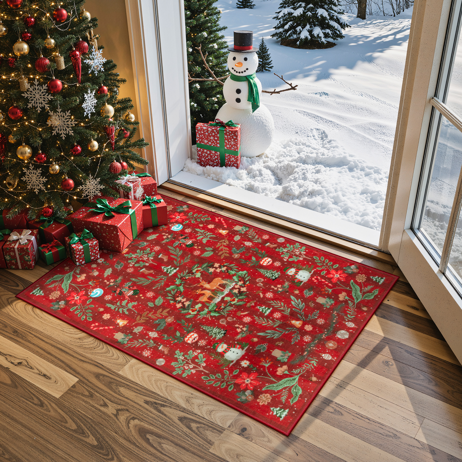 Moynesa 2'x3' Christmas Rugs for Entryway, Washable Non-Slip Christmas ...