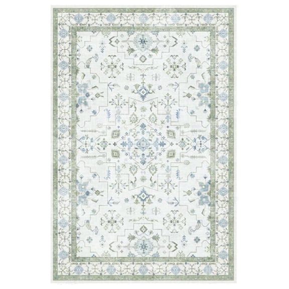 Moynesa 2'x3' Vintage Floral Area Rug, Cottage Washable Non Slip Low Pile Entryway Rug, Soft Coastal Inspired Small Accent Rug for Bathroom Bedroom Laundry Room Kitchen Indoor Door Mat