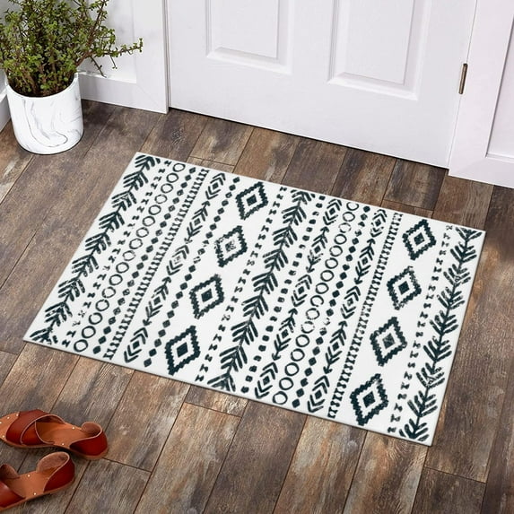 Moynesa 2'x3' Farmhouse Moroccan Throw Rugs,Washable Soft Boho 2x3ft Entry Rug Non Slip Low-Pile Kitchen Rug Rubber Backing Entrance Front Door Rug,Rustic Tribal Bath Entryway Area Rug
