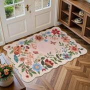 Moynesa 2'x3' Floral Rugs for Entryway, 2x3ft Washable Kitchen Rugs Ultra-Thin Soft Rug, Non Slip Indoor Door Mat Stain