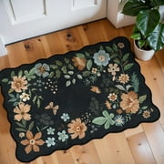 Moynesa 2'x3' Floral Rugs for Entryway, 2x3ft Washable Kitchen Rugs Ultra-Thin Soft Rug, Non Slip Indoor Door Mat Stain