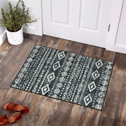 Moynesa 2x3 Moroccan Entryway Rug,Black Boho Rugs for Entryway Non-Slip Washable Small Area Rug,Farmhouse Soft Geometric Kitchen Rug Low-Pile Indoor Door Mat Throw Rugs for Entrance Front Door