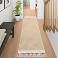 thumbnail image 1 of Moynesa 2'x6' Boho Washable Rugs Lightweight Low Pile Rug Woven Cotton Throw Mat with Tassels Laundry Room Runner for Hallway/Runner/Kitchen/Bathroom, Khaki, 1 of 8