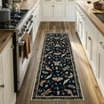 thumbnail image 1 of Moynesa 2'x6' Insect Runner Rug Washable Kitchen Runner Rug Vintage Botanical Bug Accent Runner for ‎Hallway Laundry ‎Bathroom Bedroom Entryway Stain Resistant Non Slip, Black, 1 of 11